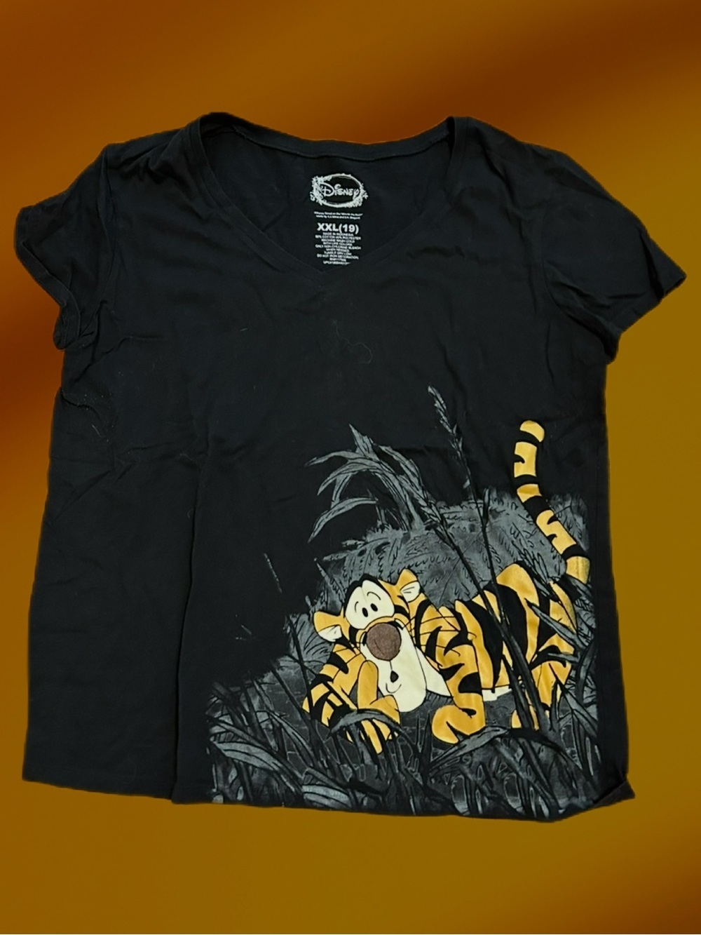 Disney Black Short-Sleeve T-Shirt with Yellow & Orange Tigger Graphic XXL